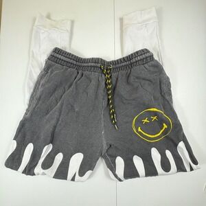 Smiley‎ World Drip Sweatpants Joggers Gray Graphic Smiley Face Size M